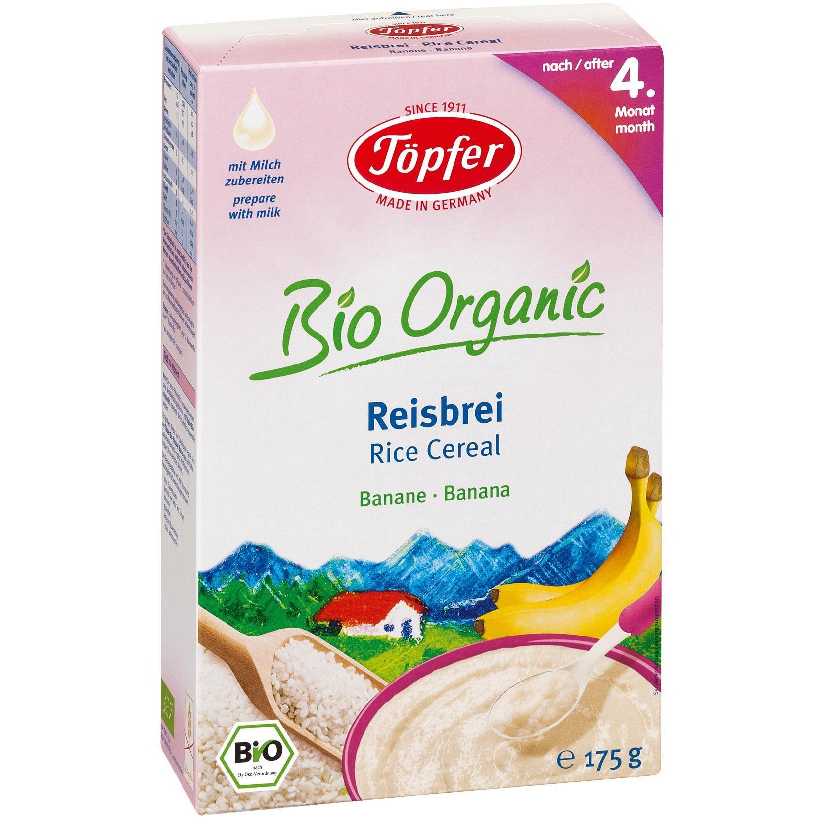 Topfer BIO Бебешка безмлечна каша Ориз и банан 4+ 175 гр.